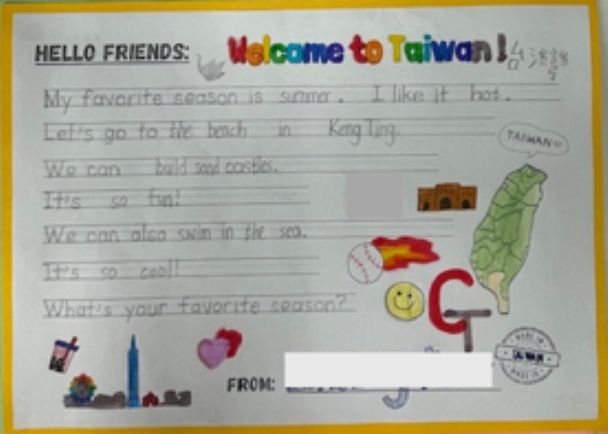 Kodaira No 5 Elementary School Card exchange with Taiwanese friends