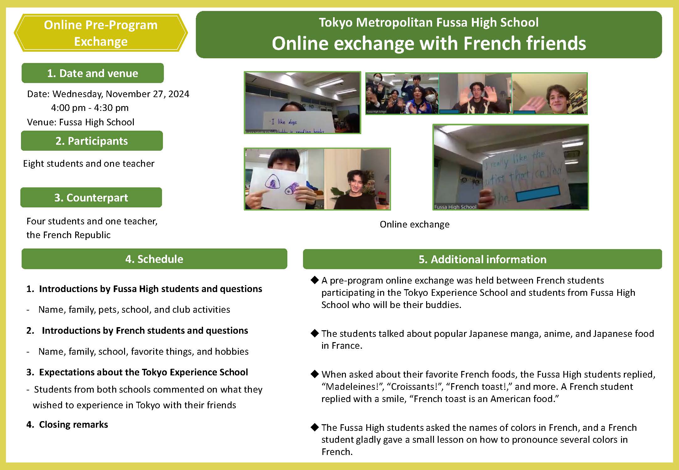 Fussa High School had an online exchange with French friends.