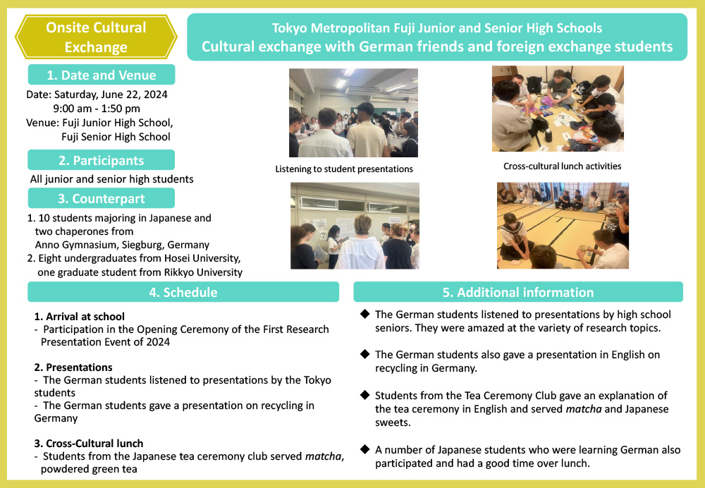 Tokyo Metropolitan Fuji Junior and Senior High Schools, Onsite cultural exchange with German friends